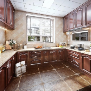 美式风格厨房3D模型下载